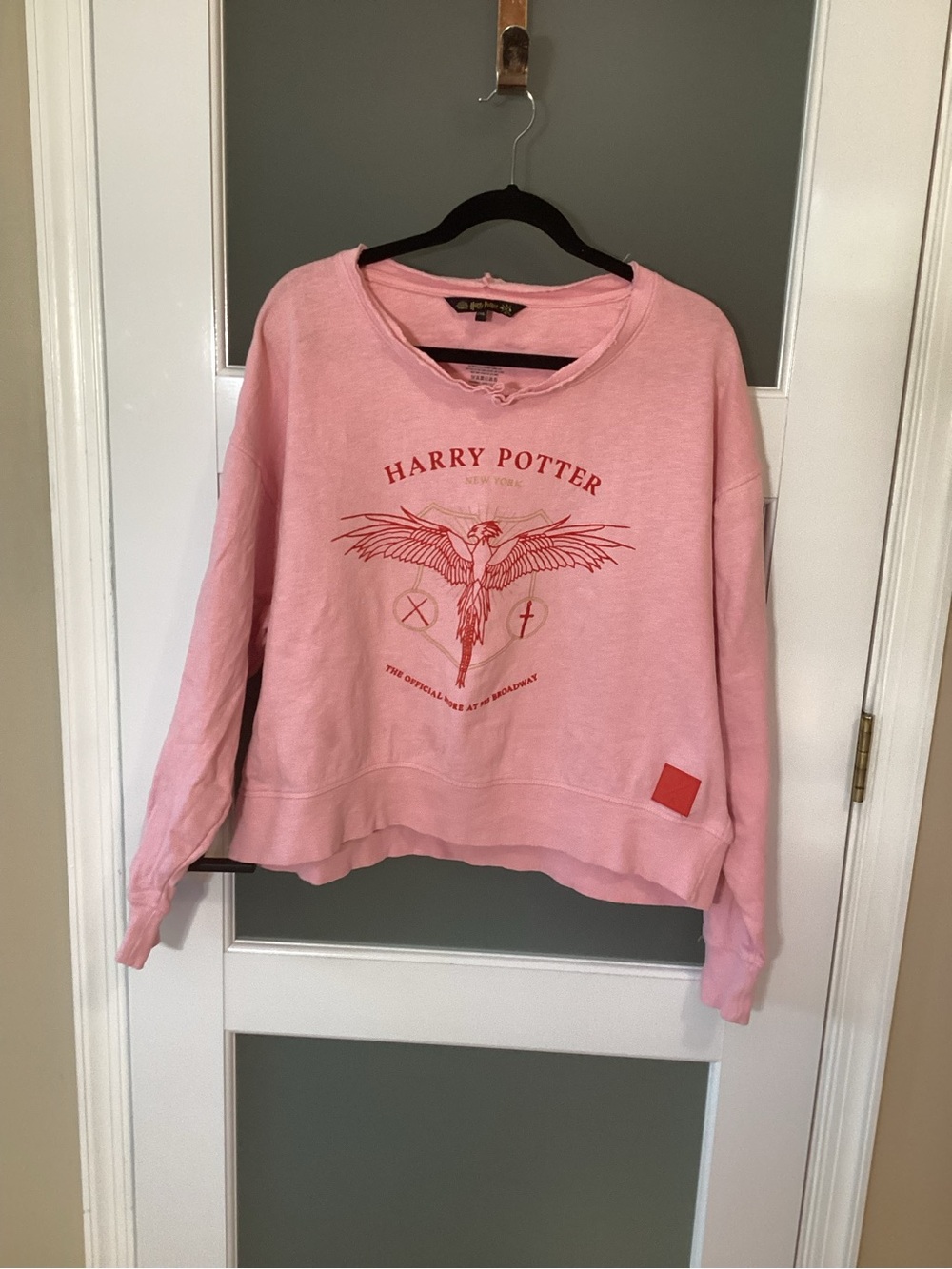 Harry Potter NYC Fawkes Pink Hoodie - Modified! - now it's a crewneck! 2XL Crop